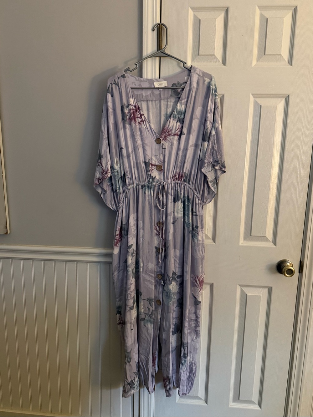 ODDY Lilac Floral Button-Front Maxi Dress